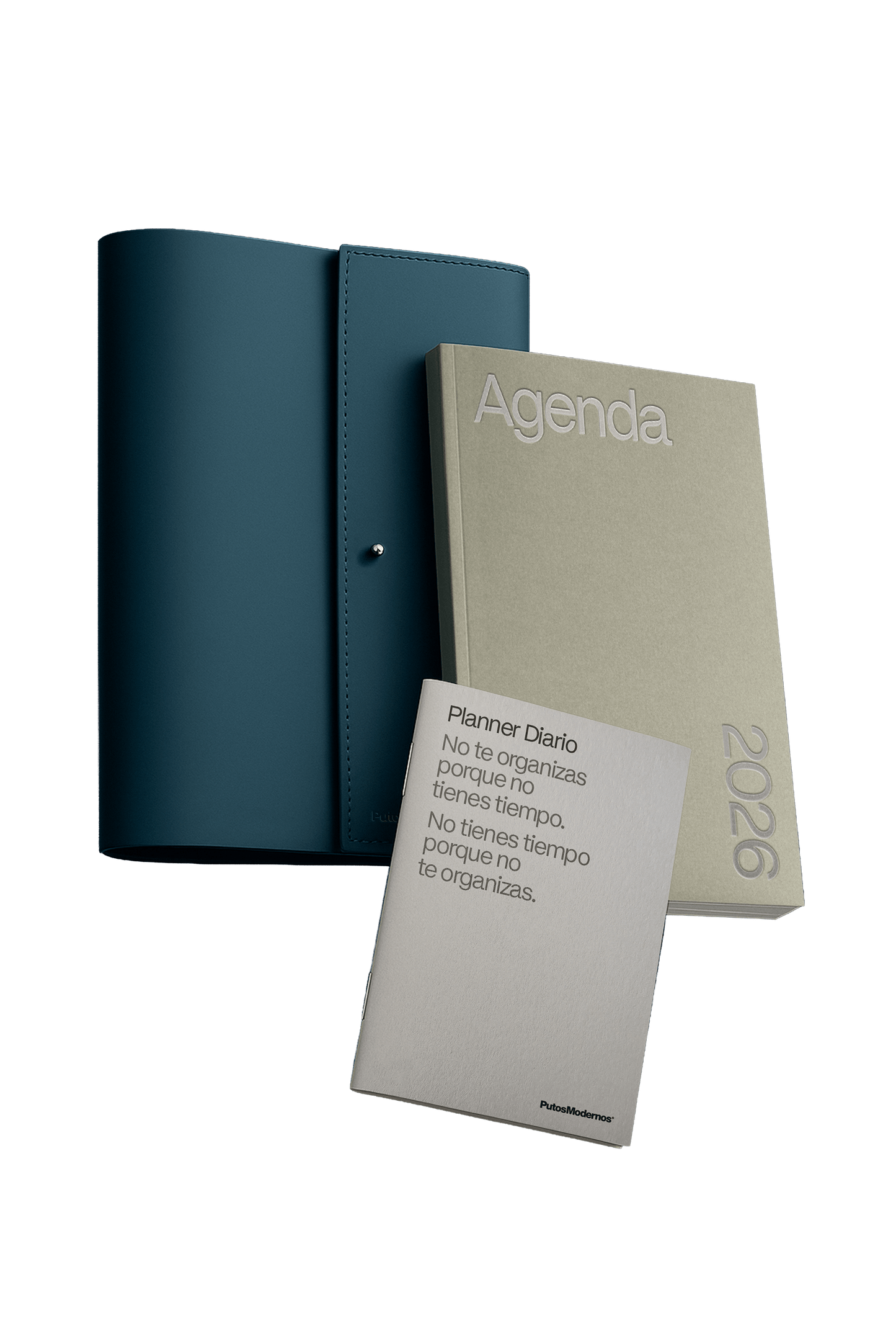 Pack Agenda Gris + Planner Diario + Funda Piel