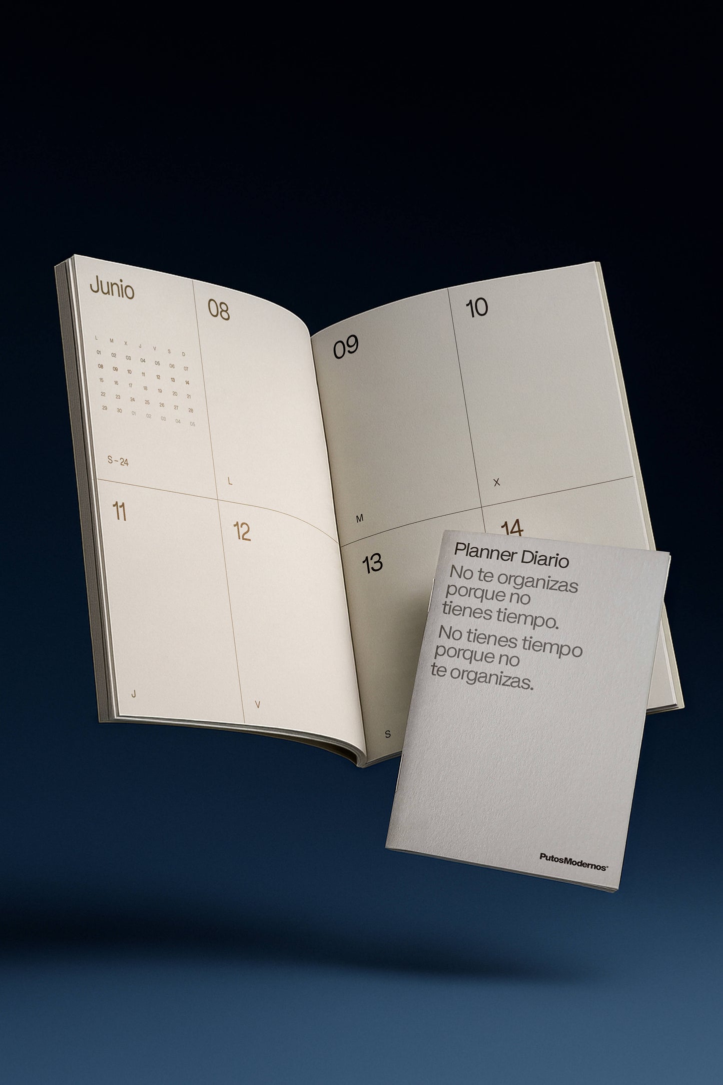 Pack Agenda Gris + Planner Diario + Funda Piel